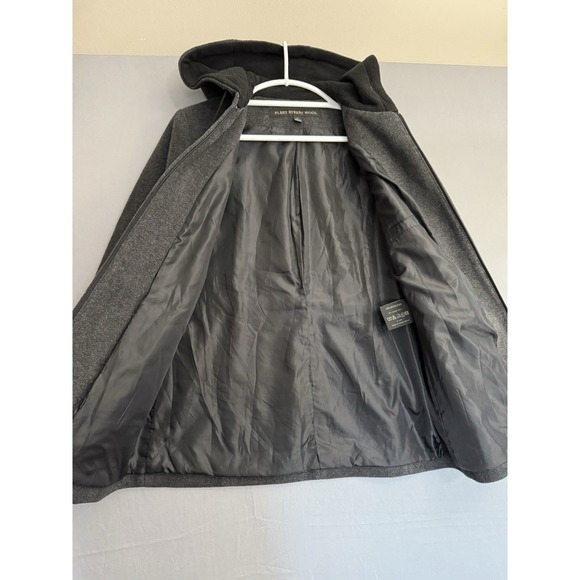 Fleet Street Gray Wool Jacket Womens Medium Hooded Coat Full Zip Drawstring EUC - Picture 4 of 8